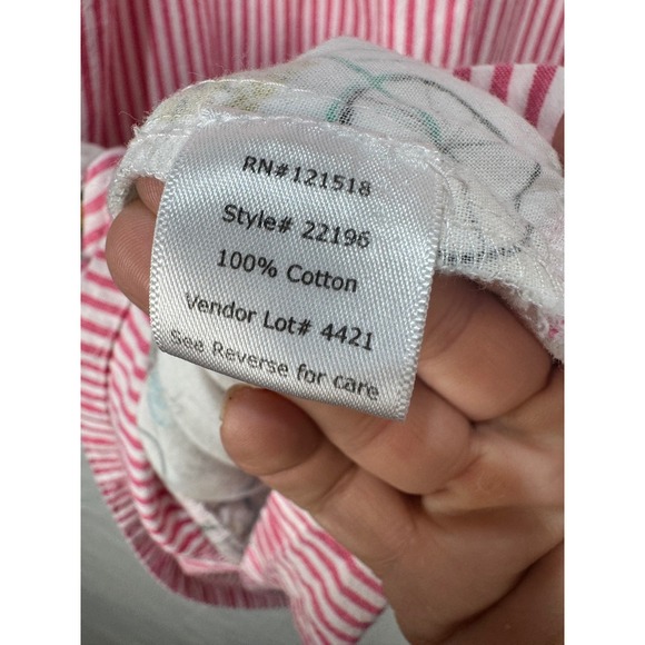 National Pink Striped Cotton House Dress Muumuu Spring Novelty Print 2X Easter - Picture 6 of 6